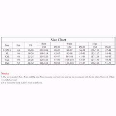 size chart for Floral Printed Bathing Suits Plus Size High Waisted
