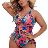 Floral Printed Bathing Suits Plus Size High Waisted