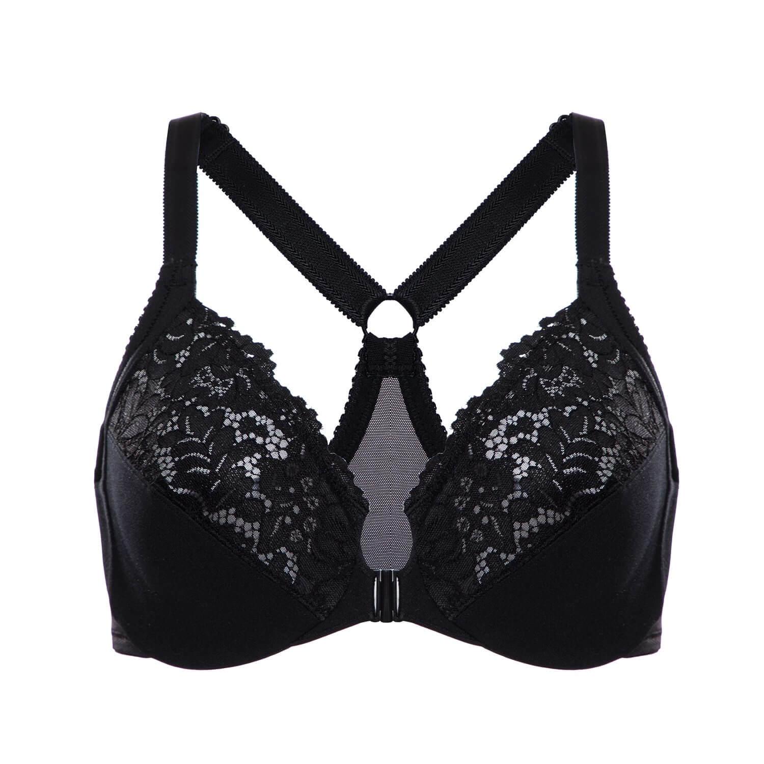 Clearance!Women's Front Closure Thin Cup Bra Flower Lace Embroidery Back  Plus Size Push Up Wirefree Adjustable Bralette 