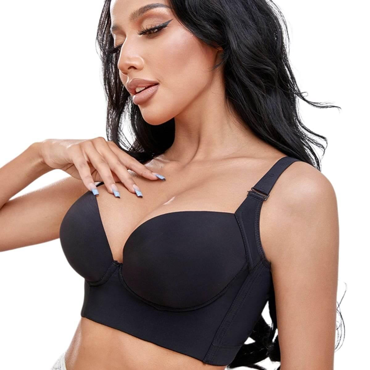 Full Coverage Support Bra, Fashion Deep Cup Wirefree Lift Bra