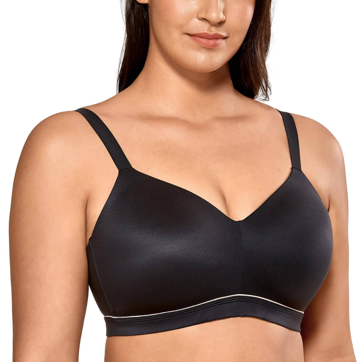 Womens Balconette Bra Plus Size Full Coverage Tshirt Seamless Underwire  Bras Back Smoothing Black 42B