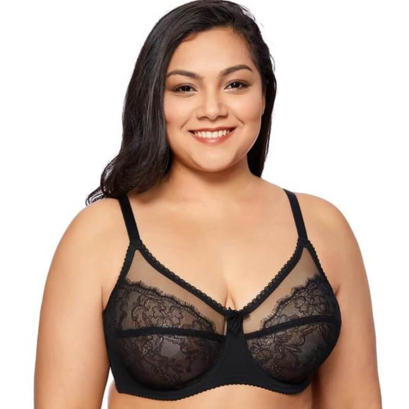 Push Up Bras for Women, Plus Size Floral Lace Underwire Soft Cup Daily Bra  (Color : Blue, Size : 46DD) : : Fashion