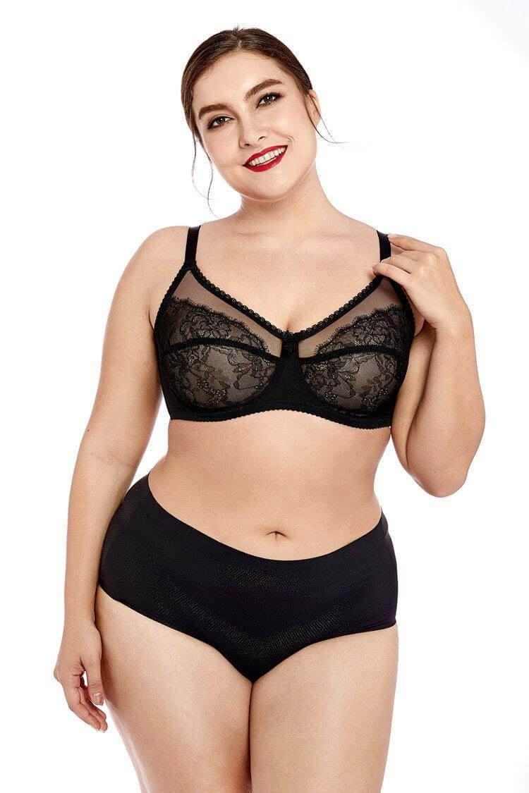 Full Cup Seethru Underwire Bra Plus Size - Okay Trendy