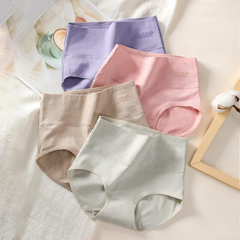 High Waist Plus Size Cotton Panties 4Pcs/Set