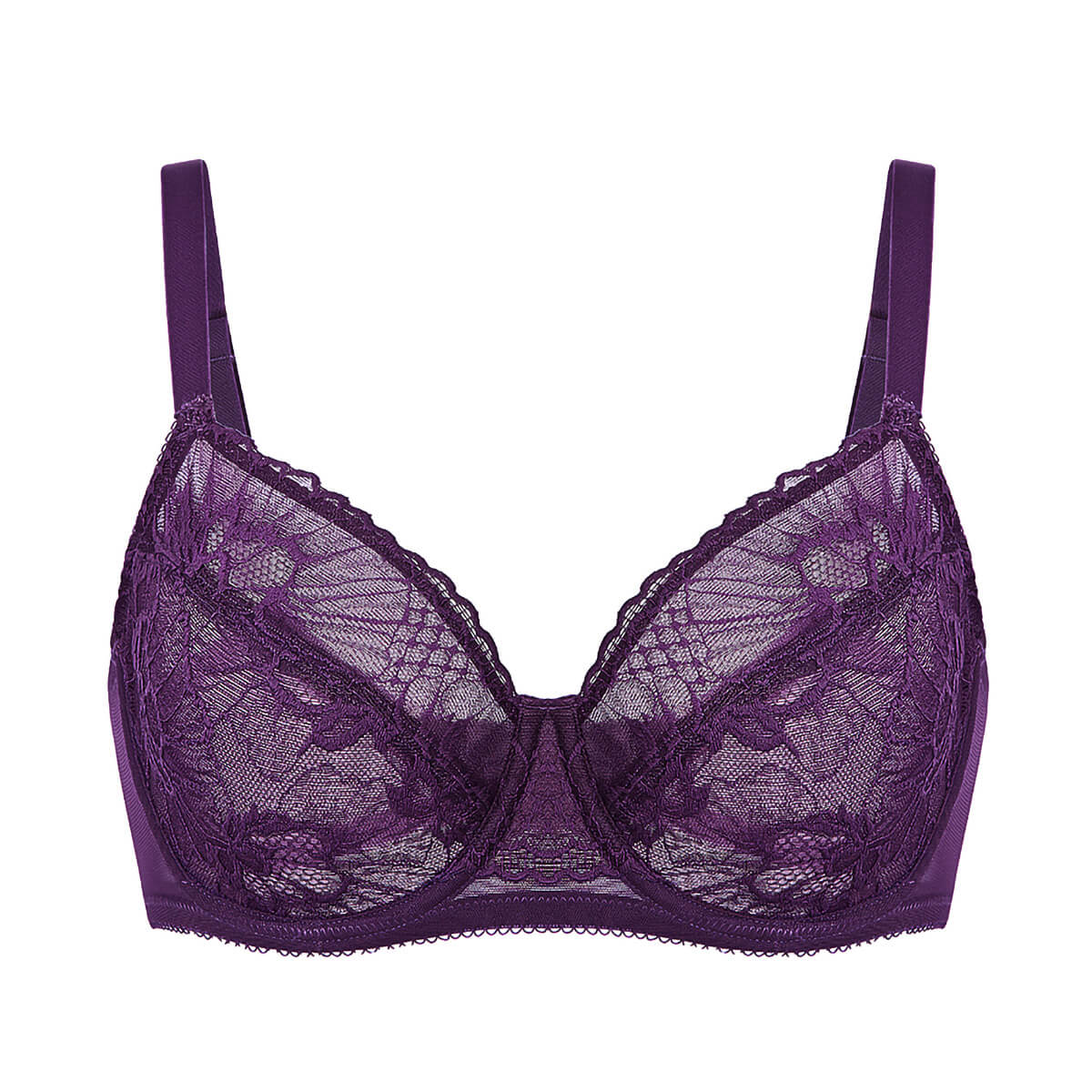Entyinea Womens Satin Minimizer Bra Fashion Lace Unlined Underwire Bra  Purple 38 