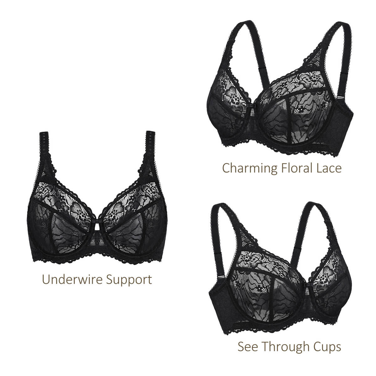 Minimizer See Through Unlined Underwire Bra