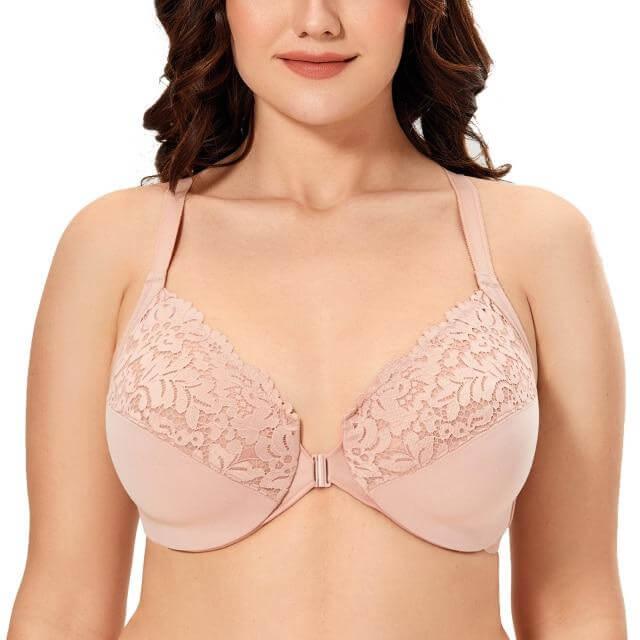 Plus Size Front Closure Bras for Middle Elderly Women Full