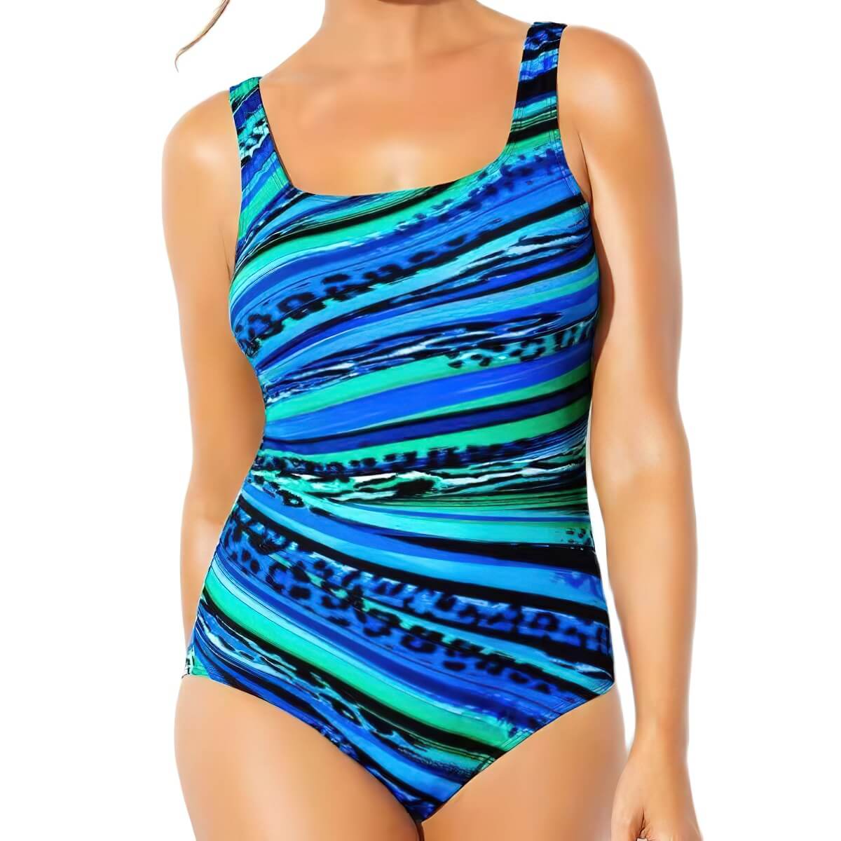 Plus Size Retro Swimwear One Piece Bodysuit - Okay Trendy