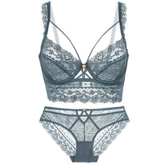 Push Up See Through Lace Bra And Underwear Set - Okay Trendy