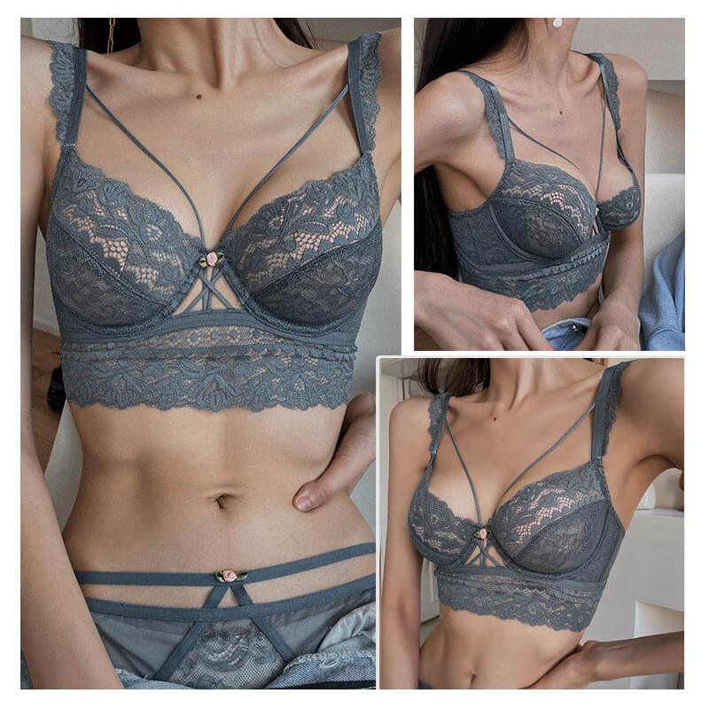 Push Up See Through Lace Bra And Underwear Set - Okay Trendy