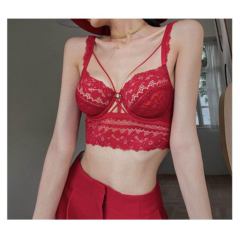 Push Up See Through Lace Bra And Underwear Set - Okay Trendy