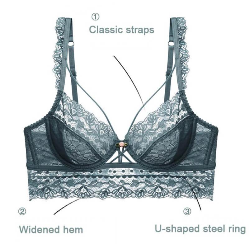 Push Up See Through Lace Bra And Underwear Set - Okay Trendy