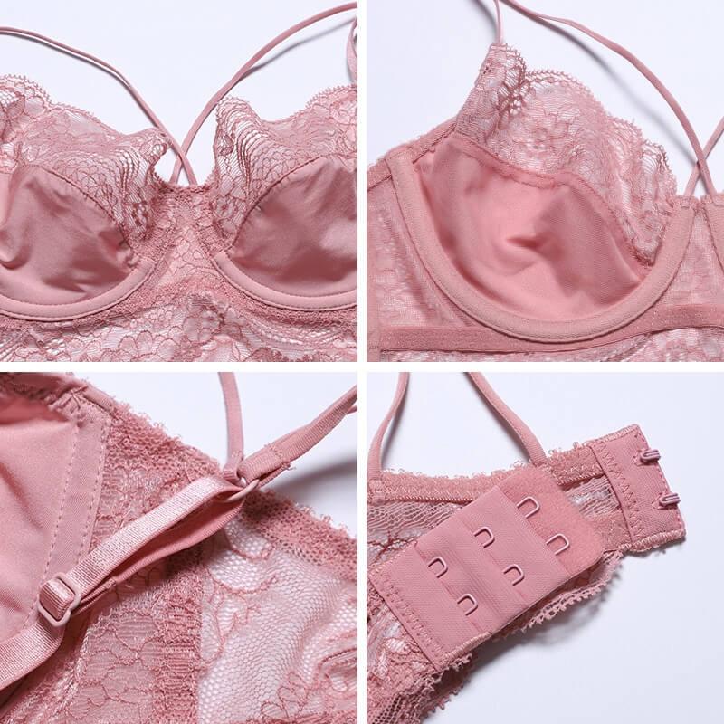 Sexy Bra Panty Set Thin Transparent Lace Underwear - Okay Trendy