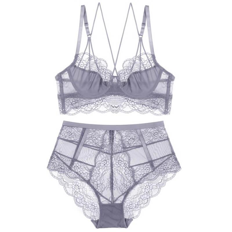 Sexy Bra Panty Set Thin Transparent Lace Underwear - Okay Trendy