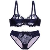 Sexy Flower See Through Bra And Panties Plus Size - Okay Trendy