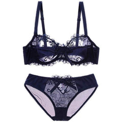Sexy Flower See Through Bra And Panties Plus Size - Okay Trendy