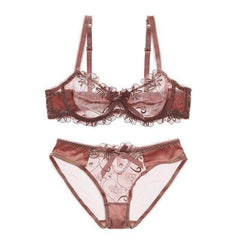 Sexy Flower See Through Bra And Panties Plus Size - Okay Trendy