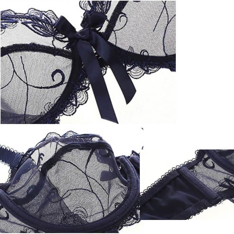 Sexy Flower See Through Bra And Panties Plus Size - Okay Trendy