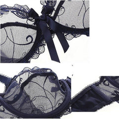 Sexy Flower See Through Bra And Panties Plus Size - Okay Trendy