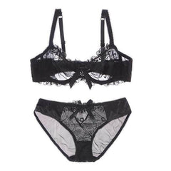 Sexy Flower See Through Bra And Panties Plus Size - Okay Trendy