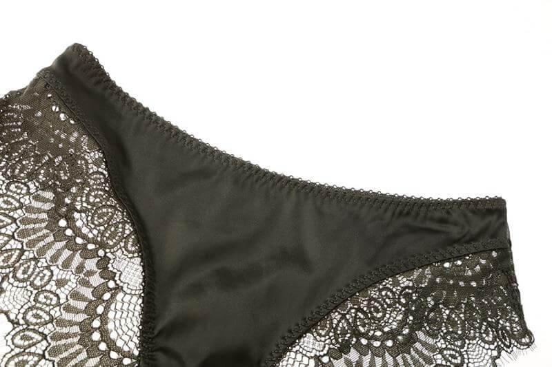 Lace Plunge See Through Underwire Bra And Panty Sets - Okay Trendy