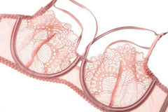 Lace Plunge See Through Underwire Bra And Panty Sets - Okay Trendy