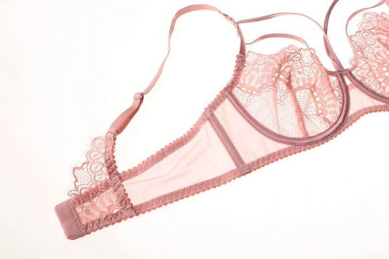 Lace Plunge See Through Underwire Bra And Panty Sets - Okay Trendy