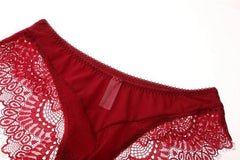 Lace Plunge See Through Underwire Bra And Panty Sets - Okay Trendy