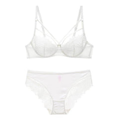 Lace Plunge See Through Underwire Bra And Panty Sets - Okay Trendy