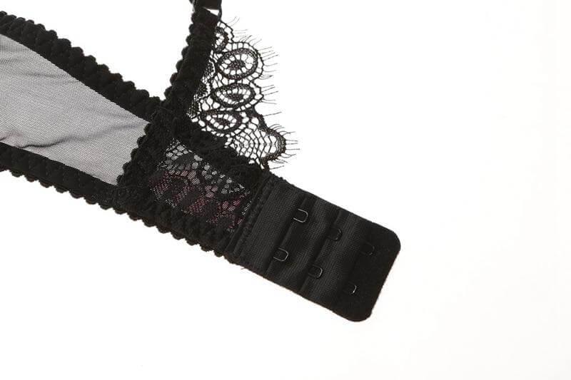 Lace Plunge See Through Underwire Bra And Panty Sets - Okay Trendy