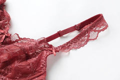 Floral Sheer See Through Bra And Panty Sets Plus Size - Okay Trendy