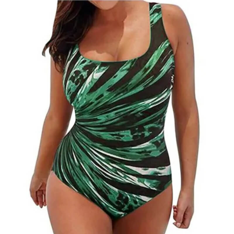 Sexy Striped Plus Size Swimwear With Built in Bra - BCD20031D / L