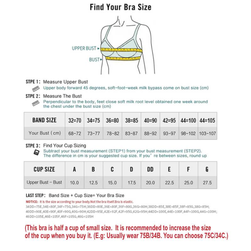 Size Chart For Plus Size Lift Up Backless Strapless Plunge Bra