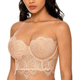 Lace Push Up Longline Strapless Bra - Okay Trendy