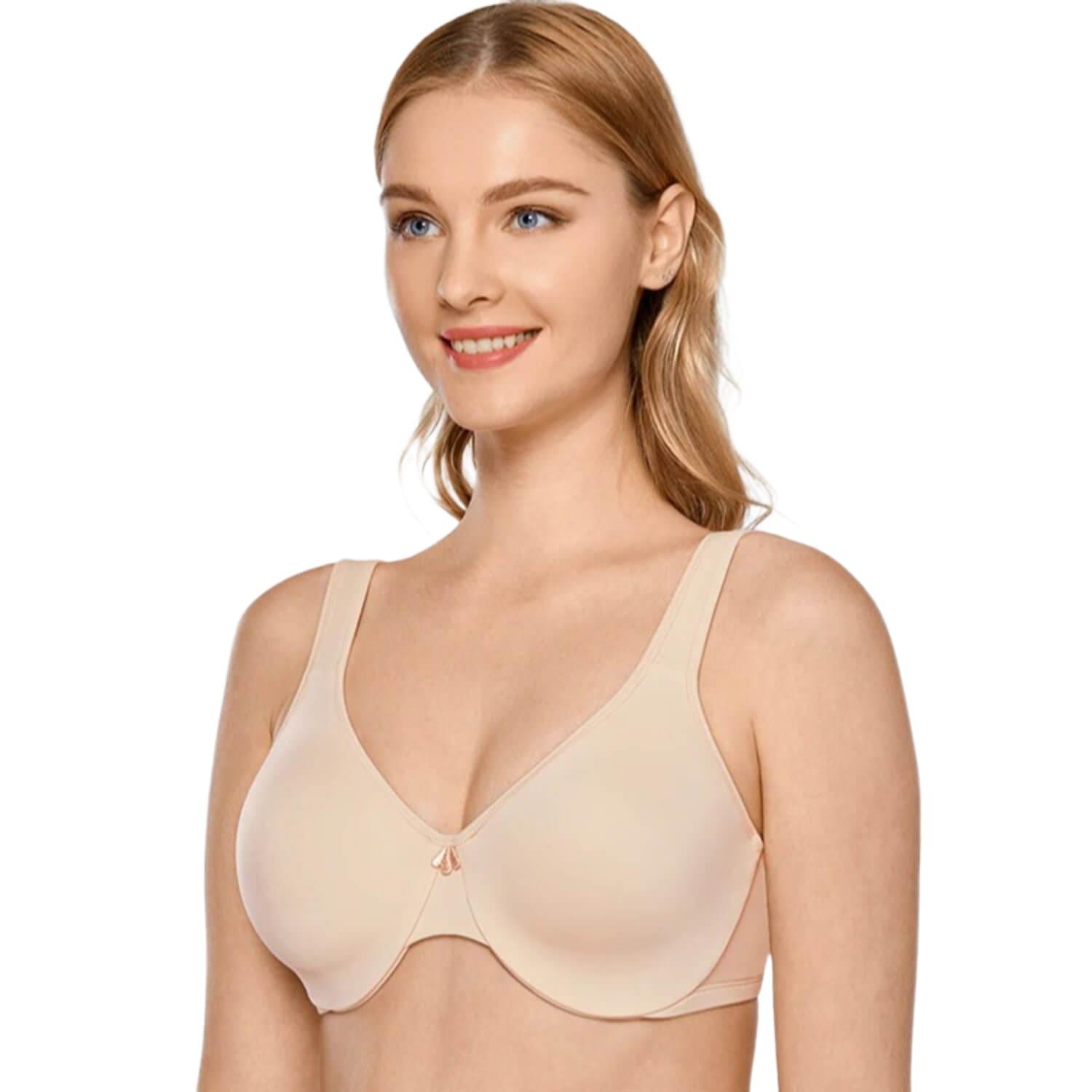 Full Figure Everyday Bras for Women Wireless Ultra-Thin Large Bust Bra  Ladies Bralettes, D to F Cups (Color : White, Size : 95/42E)