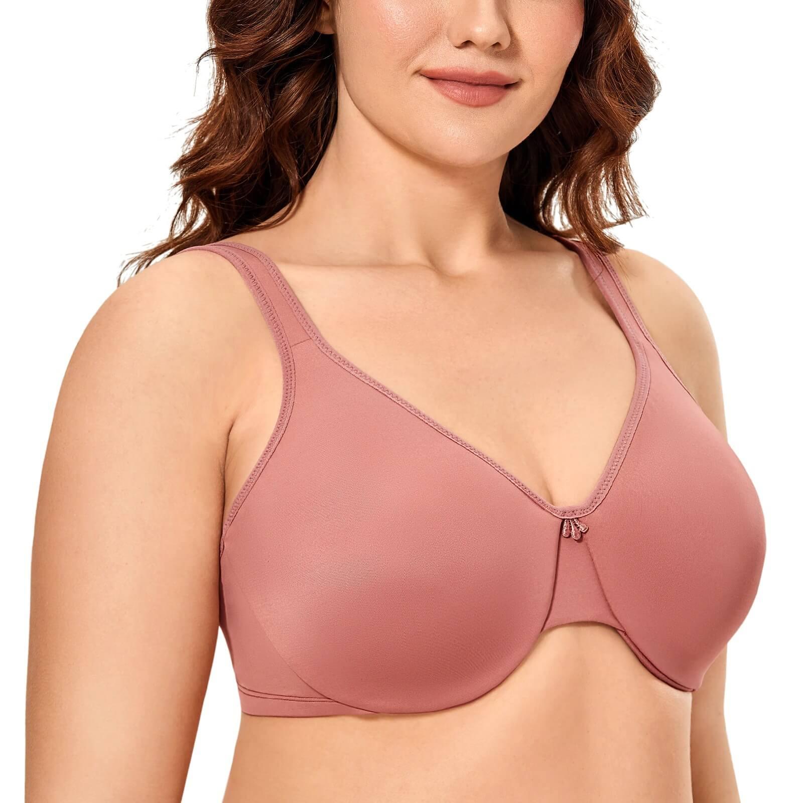  Womens Minimizer Bra Plus Size Underwire Smooth Full  Coverage Seamless Bras True Red 32D