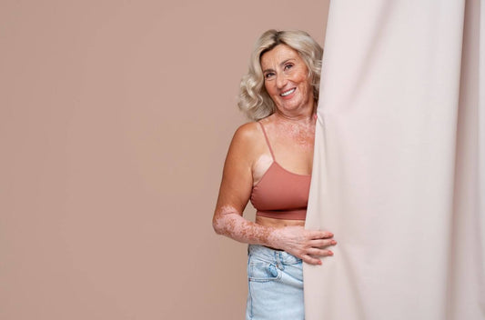 confident old woman posing in studio