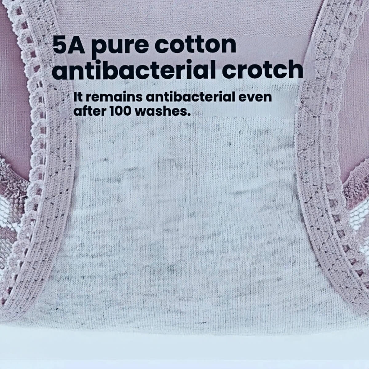 3-Pack Lace & Cotton Mid-High Waist Brief Underwear 40-80KG