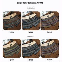 3-Pack Comfortable & Anti-Exposure Cotton Retro Ethnic Style Mid-Rise Boxer Shorts 35-75KG