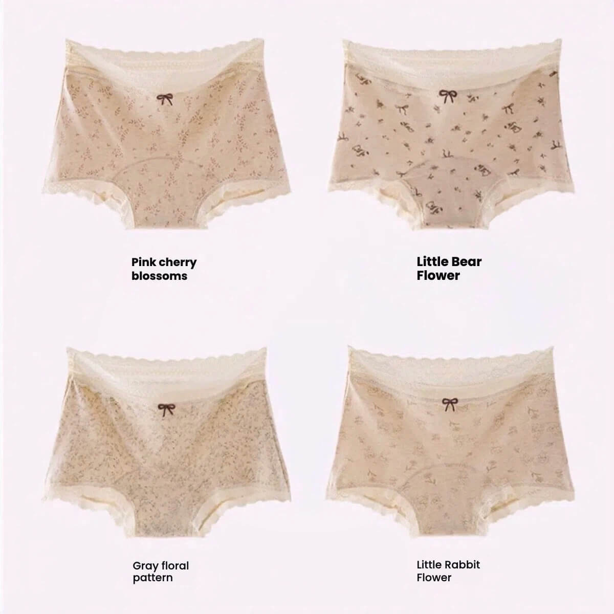 4-Pack Girl's Boxers Antibacterial Women's Cotton Underwear 40-80KG