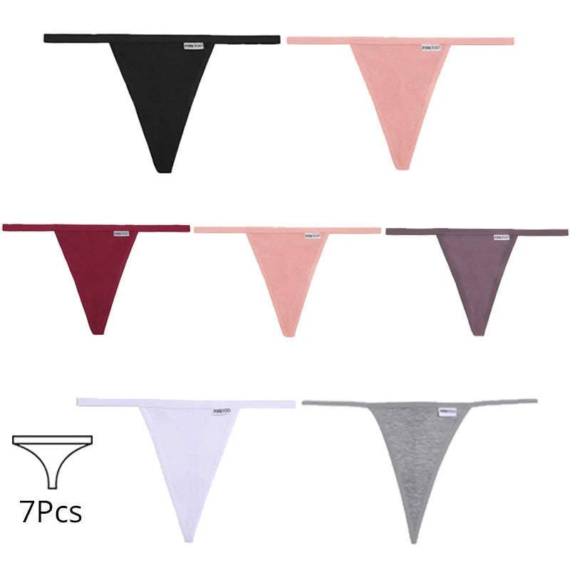 7Pcs/set Women Sexy Cotton Thongs