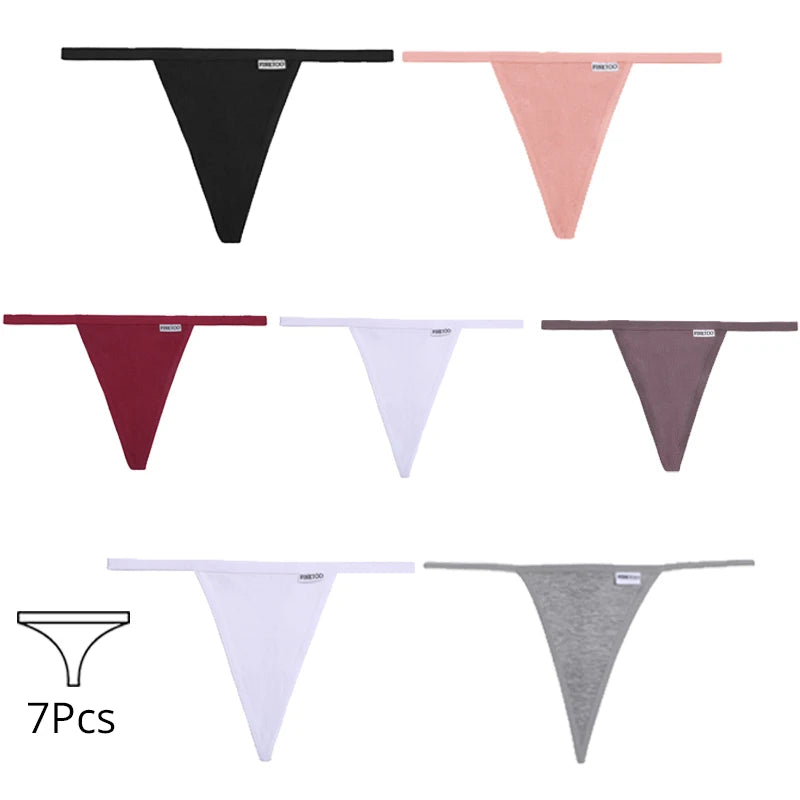 7Pcs/set Women Sexy Cotton Thongs