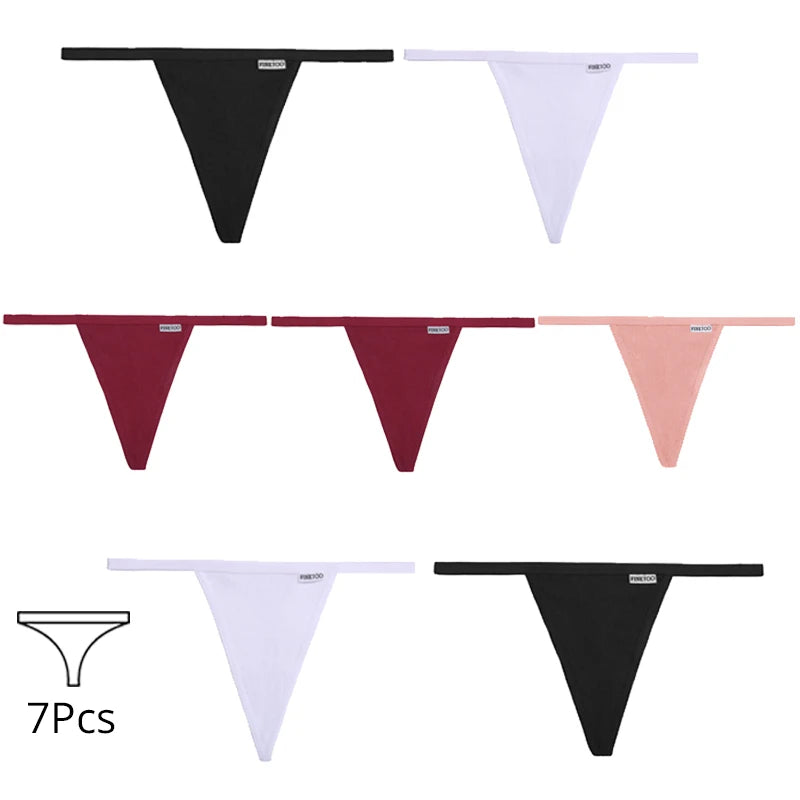 7Pcs/set Women Sexy Cotton Thongs