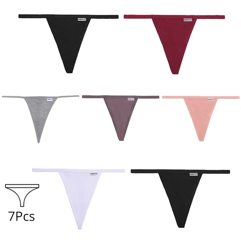 7Pcs/set Women Sexy Cotton Thongs