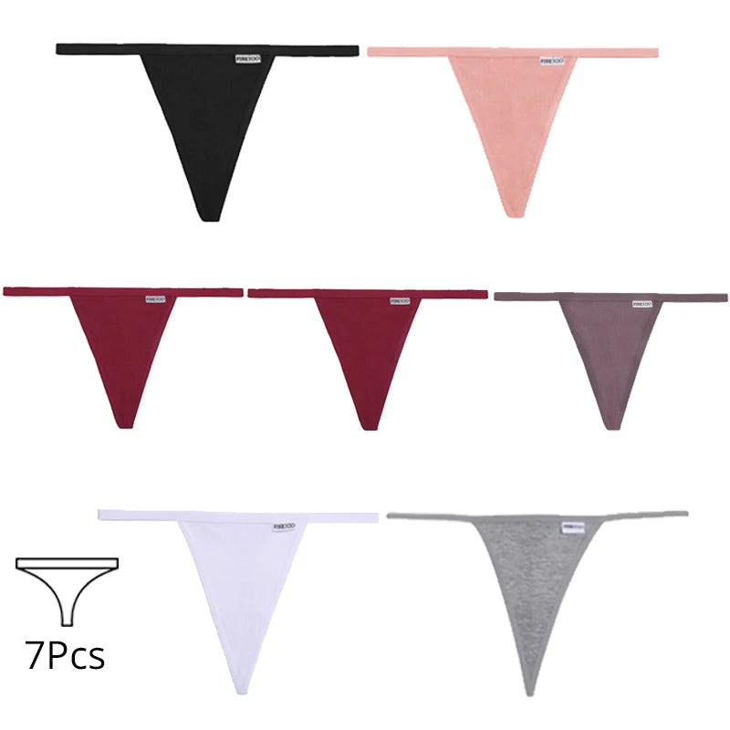 7Pcs/set Women Sexy Cotton Thongs