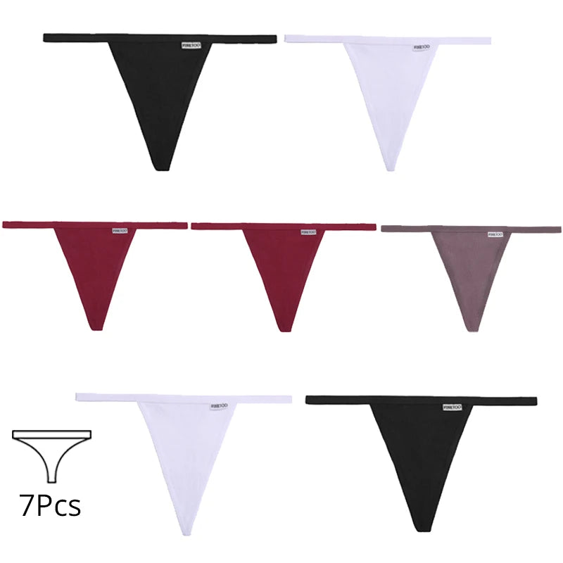 7Pcs/set Women Sexy Cotton Thongs