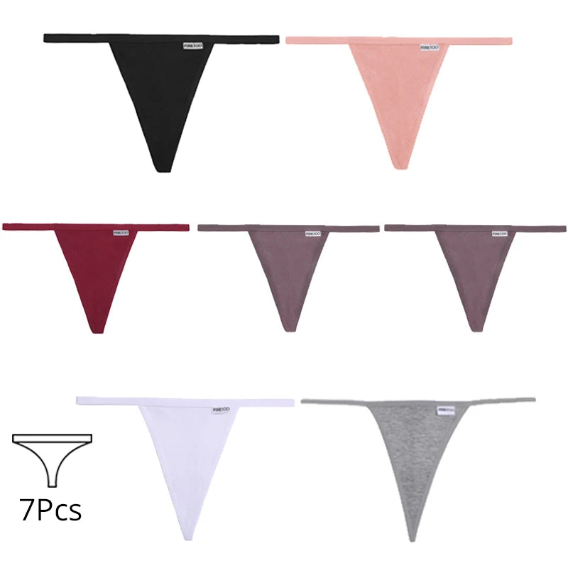 7Pcs/set Women Sexy Cotton Thongs