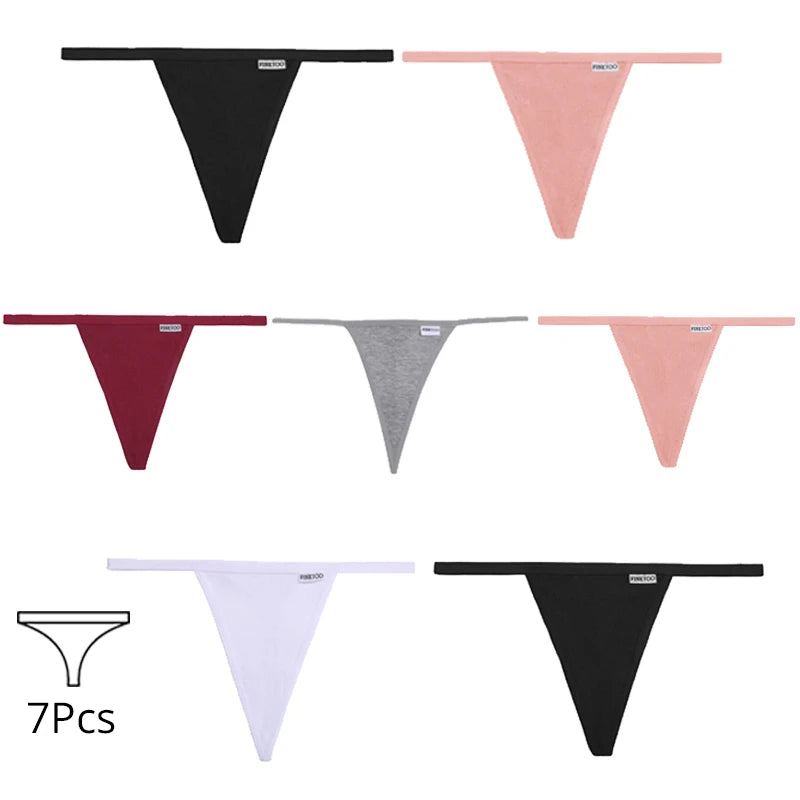 7Pcs/set Women Sexy Cotton Thongs