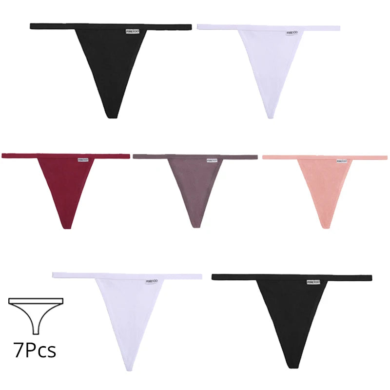 7Pcs/set Women Sexy Cotton Thongs