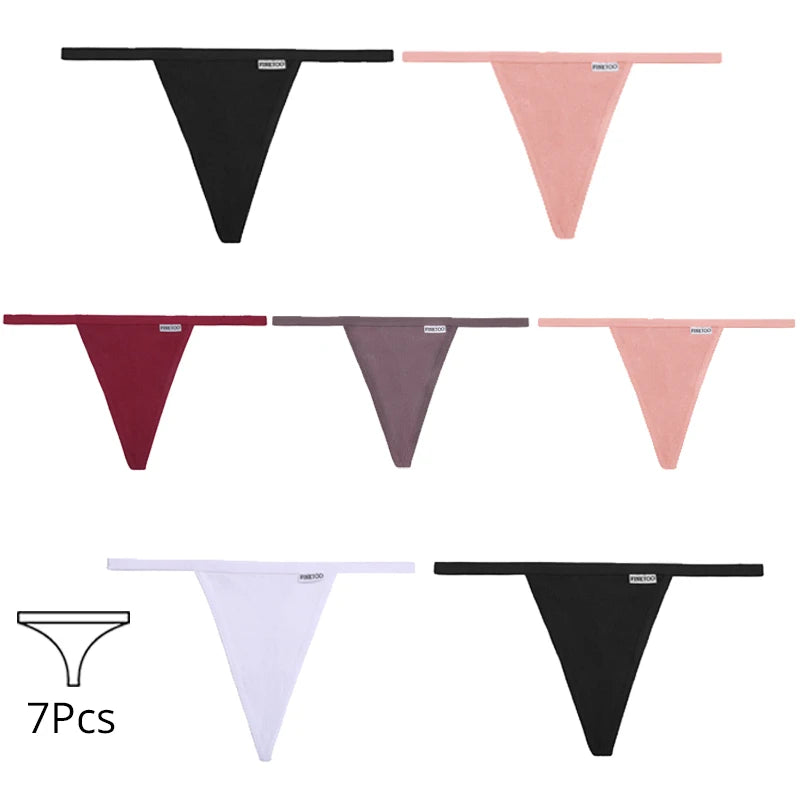 7Pcs/set Women Sexy Cotton Thongs